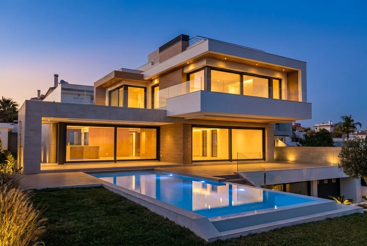 Dusk — modern villa
