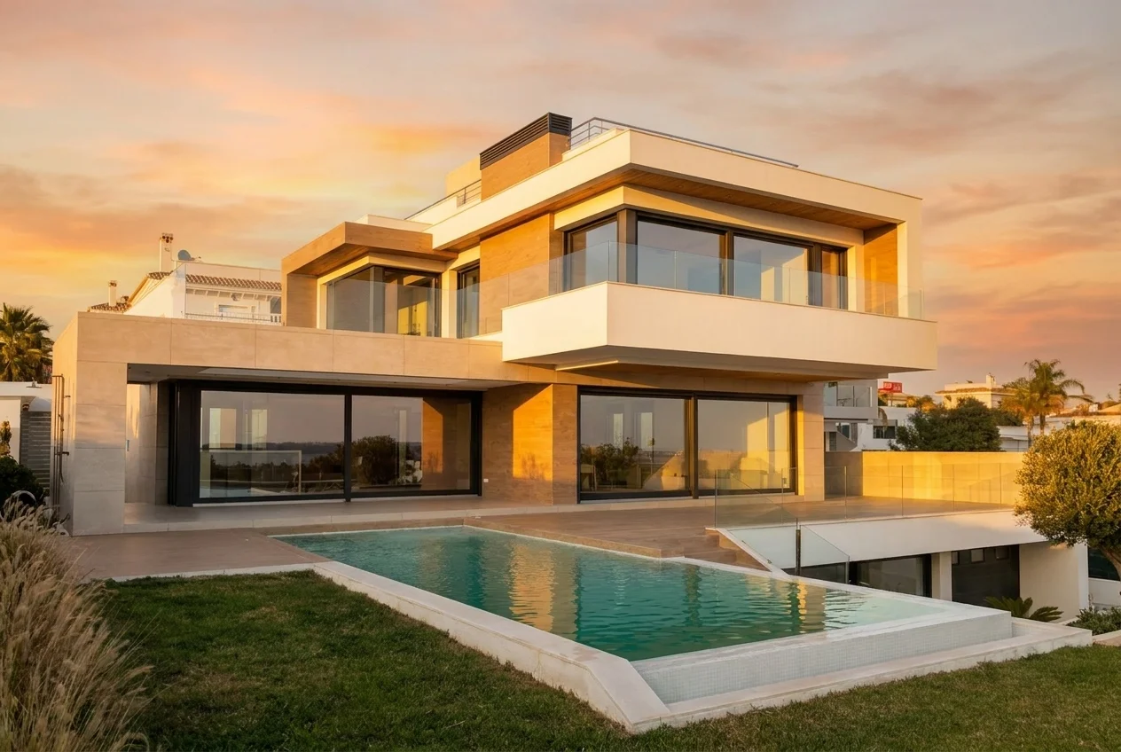 Golden hour — modern villa